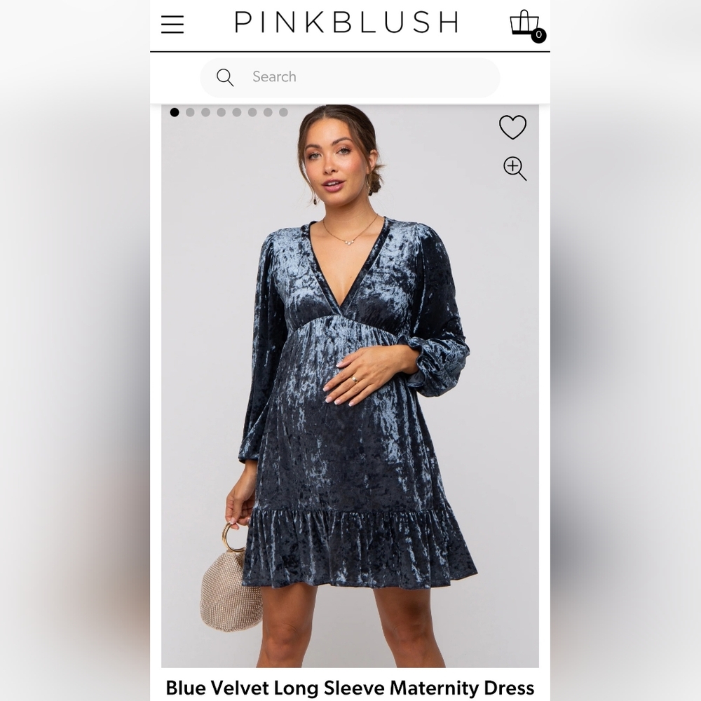 Pinkblush Blue Ruffled Tiered Long Sleeve Maternity Dress